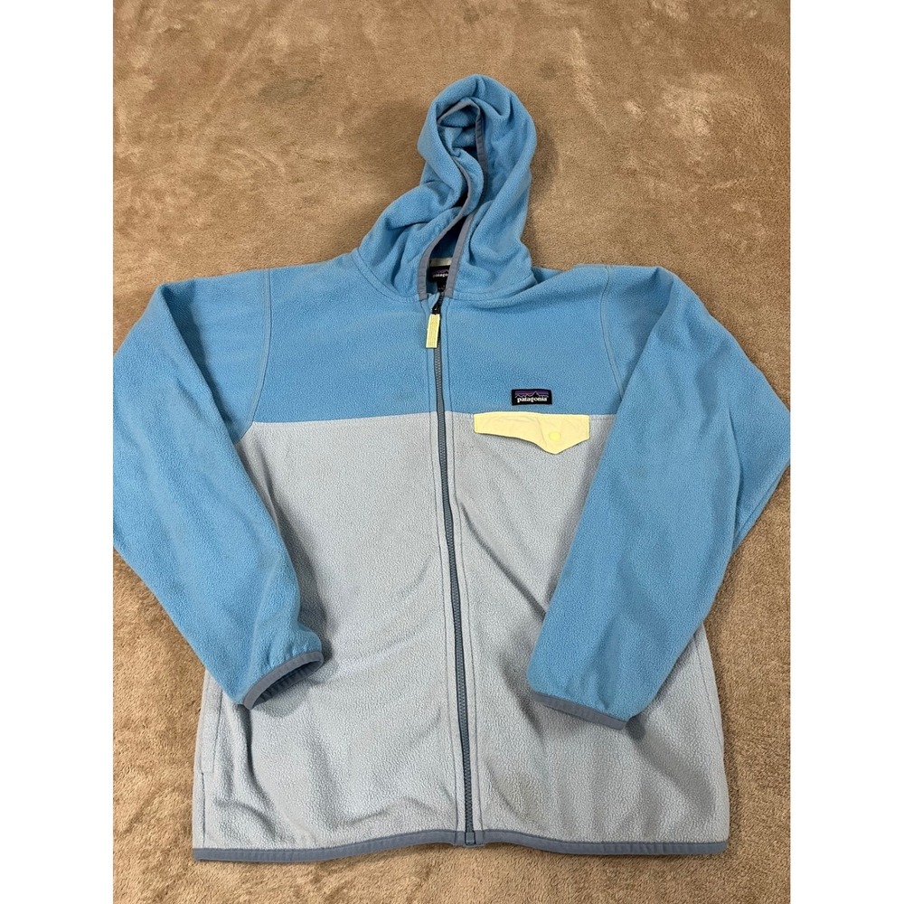 Patagonia Micro D Snap-T Jacket Kids Unisex L(12) Blue Fleece Polyester L/S EUC